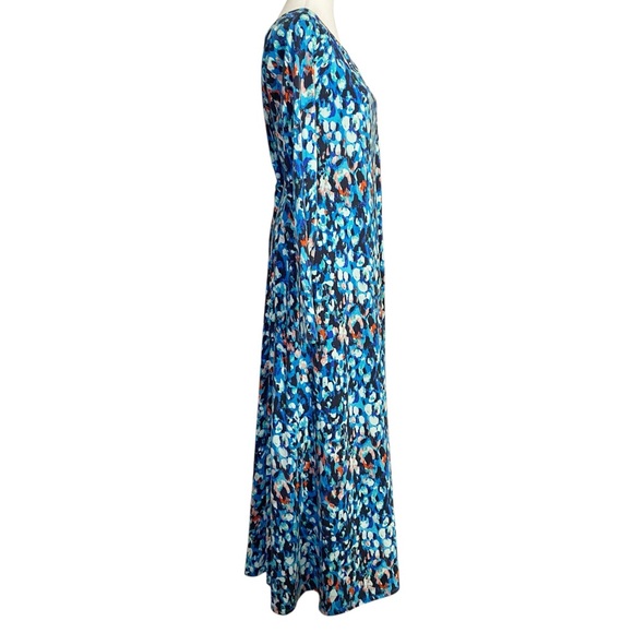 Soft Surroundings Blue Abstract Patterned Long Sleeve Maxi Dress - Picture 3 of 14